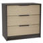 Ensemble de chambre à coucher 2 pièces, armoire + commode 3 tiroirs, noir / pin