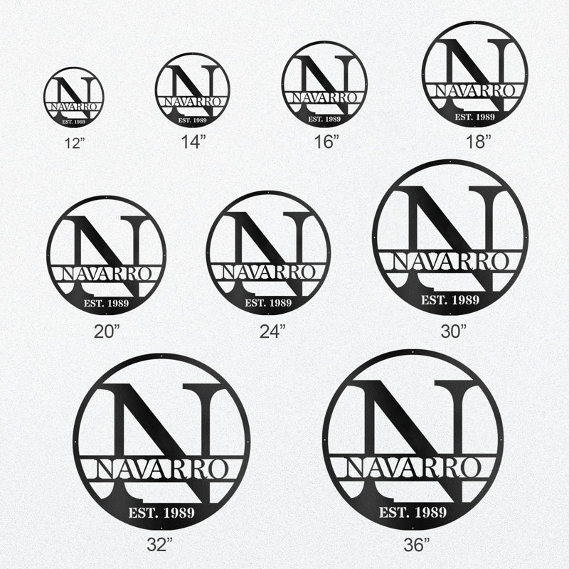 Plaque de nom en métal personnalisée, H 24 po x l 24 po x P 0,05 po, Noir, noir, noir, noir, Oui