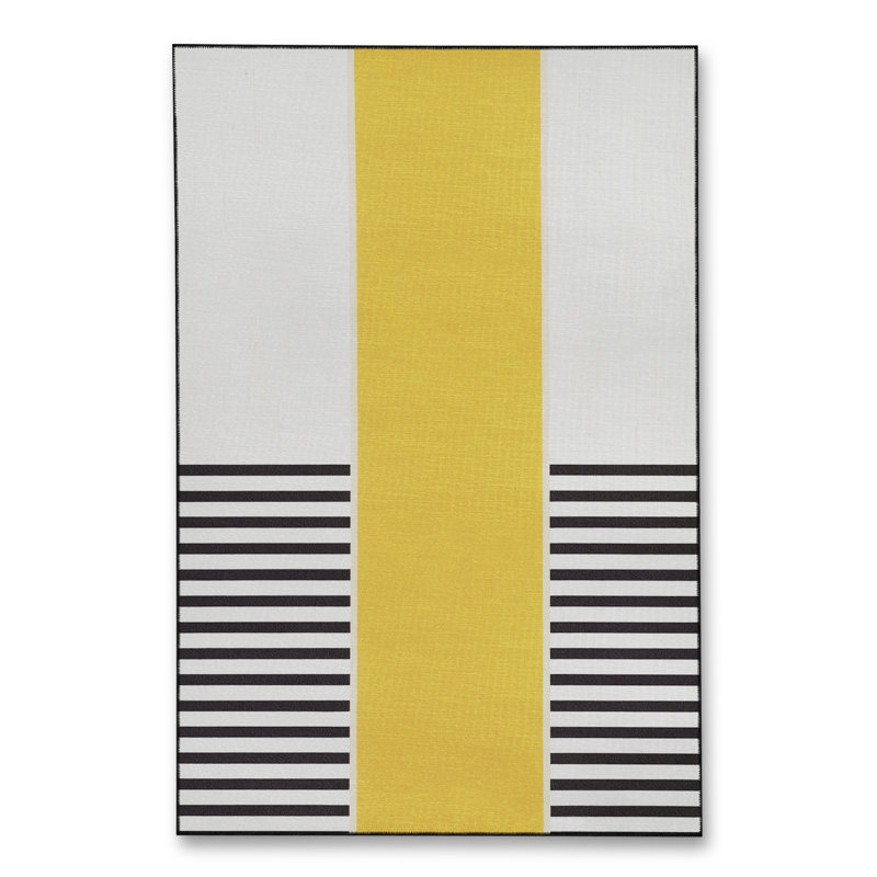 Tapis bleu tissé lavable rétro Mosso, 2'6" x 4'11"