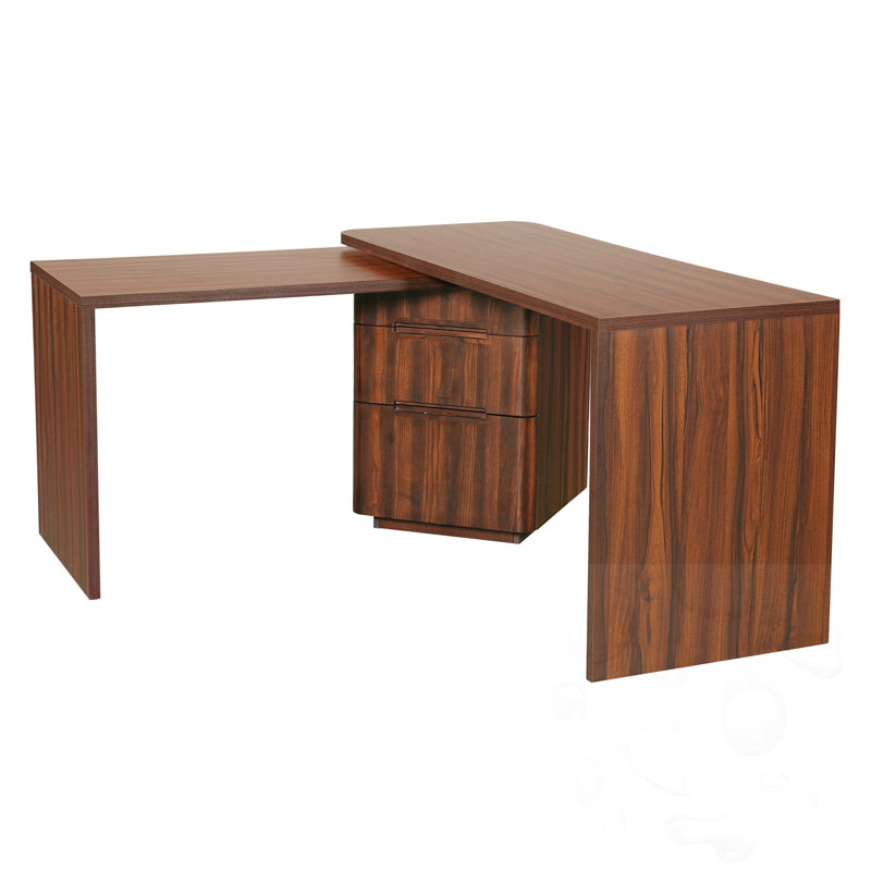 L-Shaped 360° Rotating Desk with Drawers