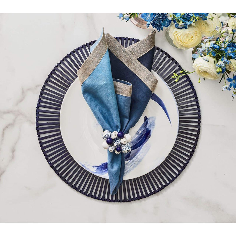 Dip Dye Linen Napkin, Navy/Blue