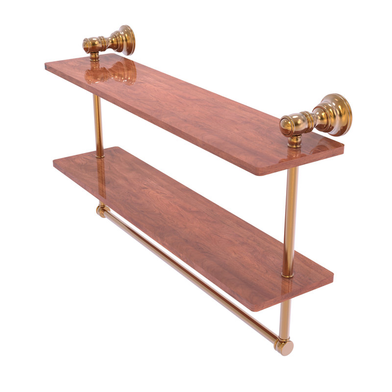 Tablette en bois massif 2 pièces avec barre à serviettes Freyja, Bronze brossé, H 5,54 po x l 22 po x P 9,5 po