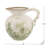 8X6.5X7.5" White Ceramic Pitcher Vase With Green Botanical Motifs And Twisted Handle