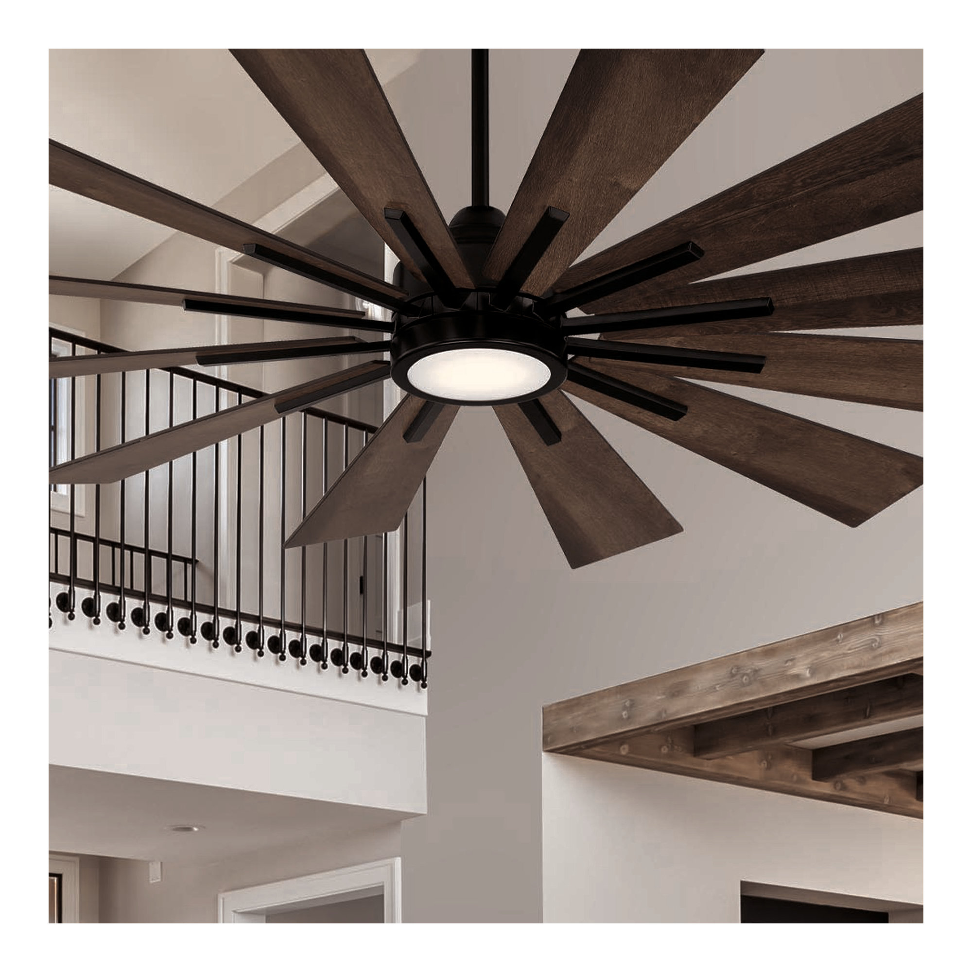 Archibald 60'' 12 Blade Ceiling Fan with LED Light Kit, Antique Oak
