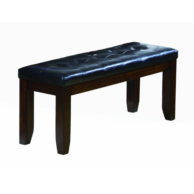 Impressionnante banquette capitonnée en cuir brun et noir