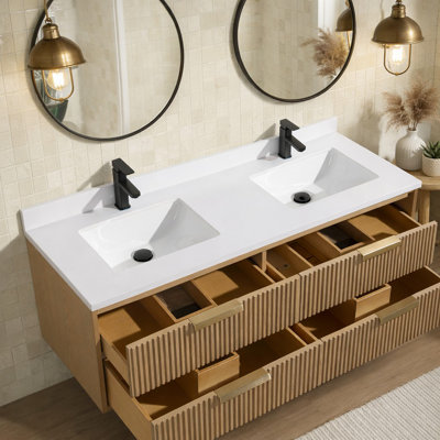 San Diego 60'' Double Bathroom Vanity With Engineered Quartz Top
