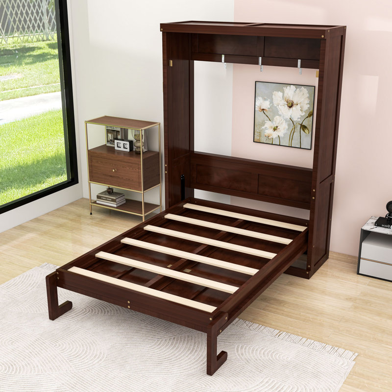 Lit escamotable avec armoire peu encombrante, Lit simple, Espresso