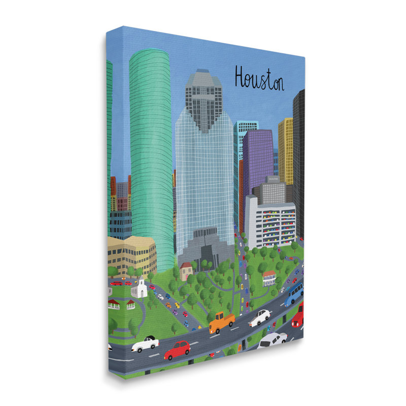 Houston, Texas, ville, architecture, autoroute, voitures, Toile tendue, H 40 po x l 30 po