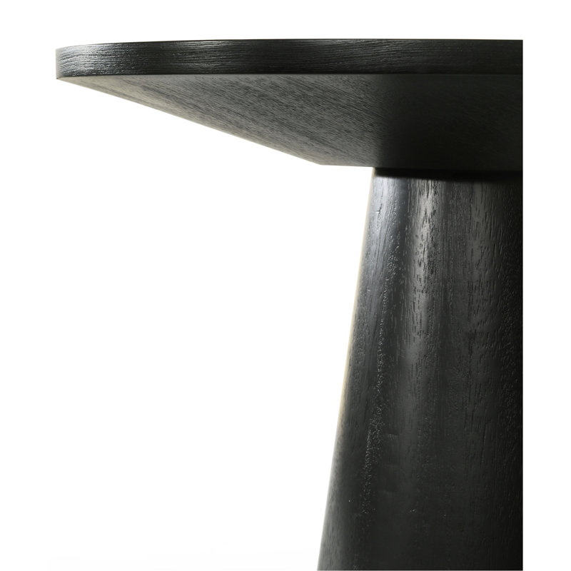 Table basse ronde de 29 po en noir ébène, aspect grain de bois naturel, corps solide pour espace de vie présentant du grain, fait de
