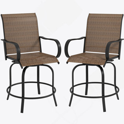 Tabourets de bar d'extérieur avec accoudoirs Outsunny, ensemble de 2 chaises de patio pivotantes à 360 °