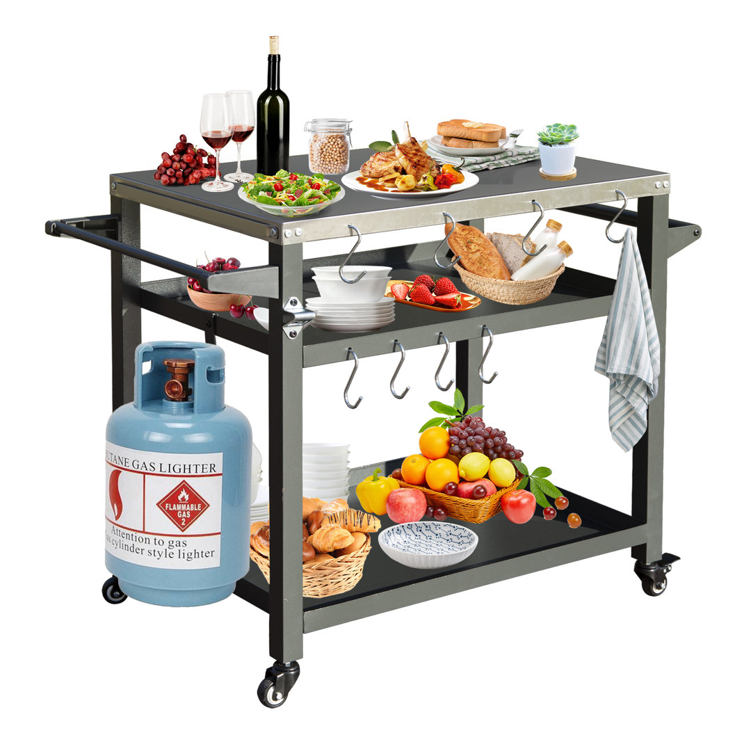 Arlmont & Co. Bhavya 21.65'' W x 33.27'' D Steel Grill Cart / Table Arlmont & Co.