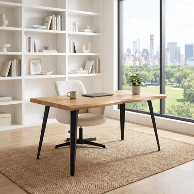 Ensemble de bureau et chaise pivotante Modern Home - 63 po avec bord ondulé et chaise rembourrée