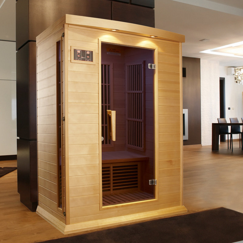 Natural Hemlock 2-Person Infrared Sauna with Bluetooth and Speakers