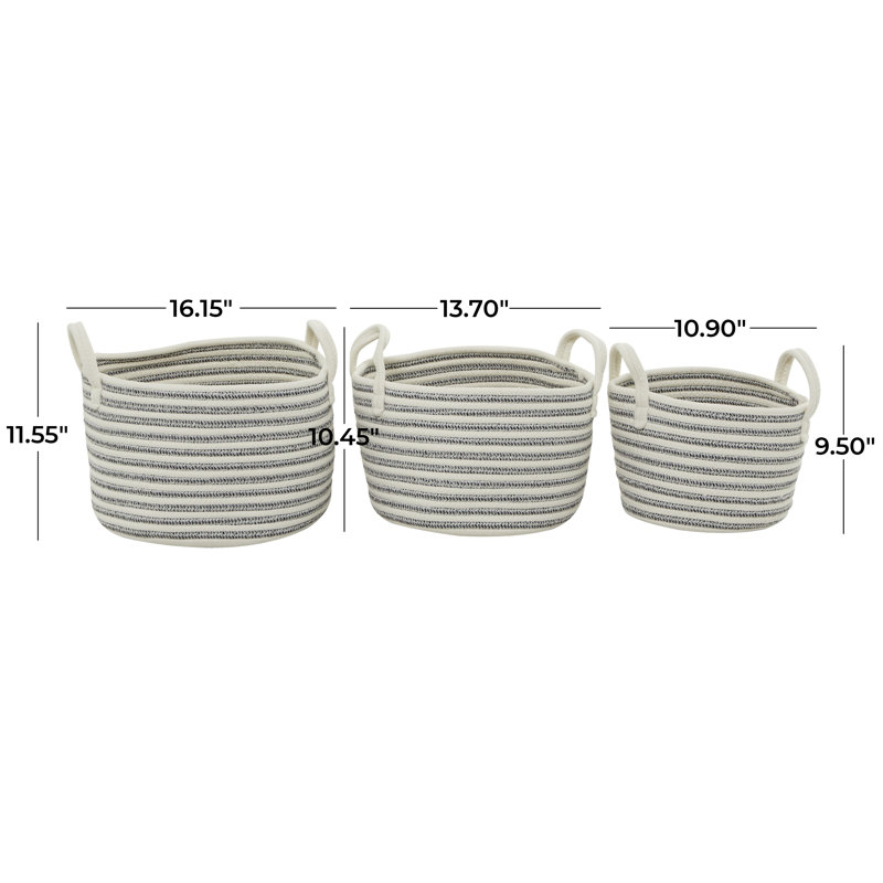 Handmade Coastal Fabric Basket - Set of 3