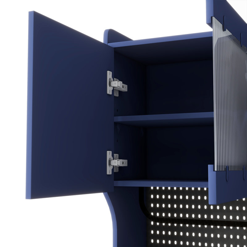 Grande armoire de rangement avec 6 tiroirs et 5 armoires, Bleu