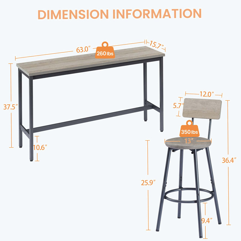 4 Pieces Dining Table Sets, with Fixed Table