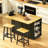48 Inch Large Kitchen Island With Drop Leaf,Power Outlet,Internal Storage Rack,Rolling Kitchen Storage Cart On 5 Wheels With 5 Open Side Racks For Kitchen,Dining Room-179052869