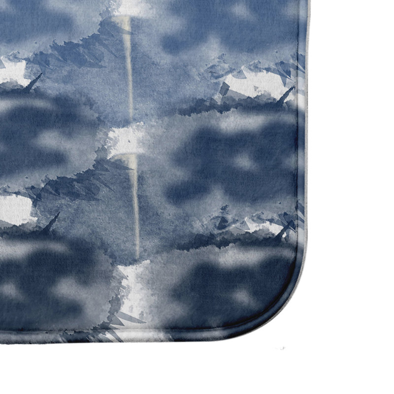 Tapis pour salle de bain Hephzibah, H 18 po x L 30 po, Bleu