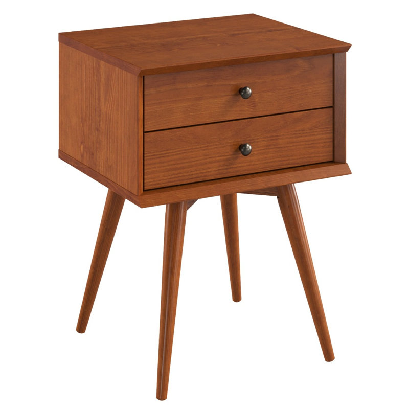 Table de chevet en bois 2 tiroirs Mid-Century | 