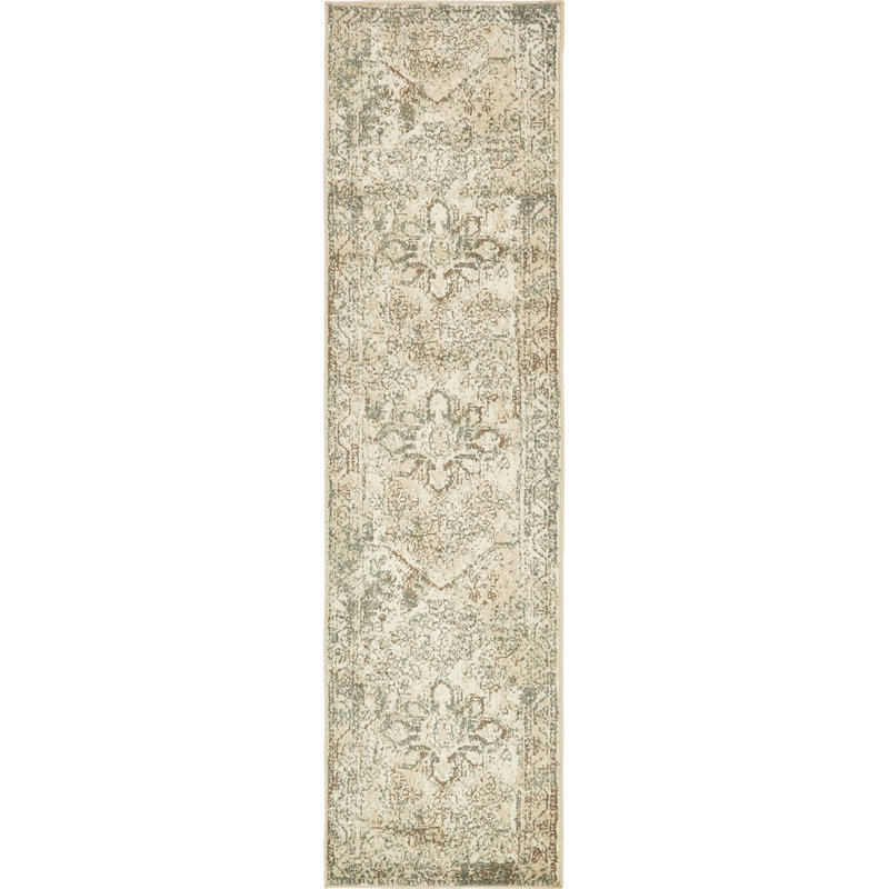 Tapis crème / brun Mosely Orentiel, Tapis de couloir 2 pi 7 po x 10 pi