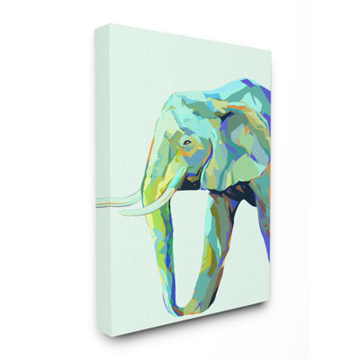 «Elephant Abstract Shapes Blue Green Animal Design» par Ziwei Li - impression d'art graphique