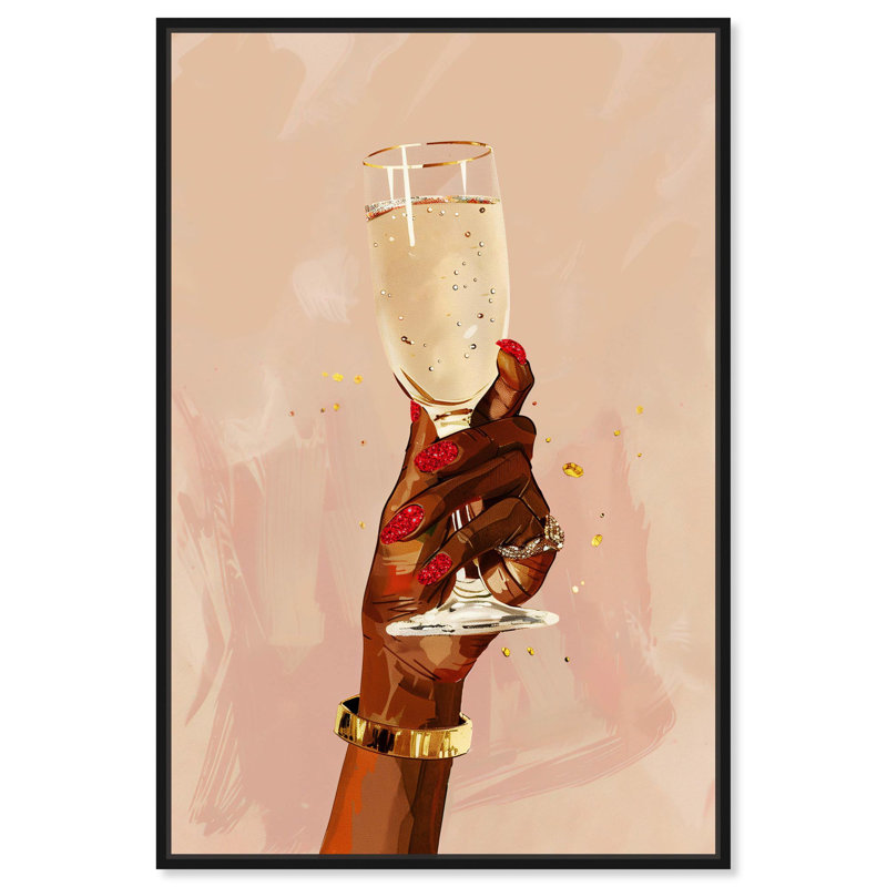 Art mural Nails Champagne Drinks and Spirits, Cadre noir, H 25 po x l 17 po