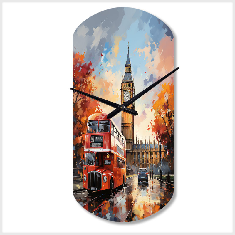 Horloge murale en métal Peach Red City London Popart - London, Petit