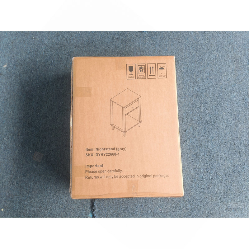 Table de chevet en bois 26,77 po H avec tiroir 1 tablette pour enfants, adultes, poignée, Gray/White