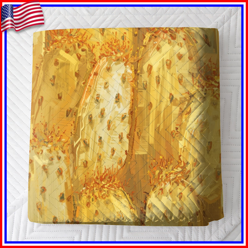 Golden Cactus Illustration Bedding Cactus couvre-lit plantes, Lit simple