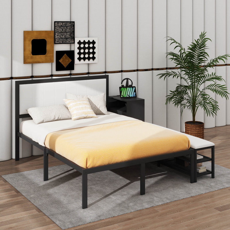 Lit plateforme Elegant, Noir, Double