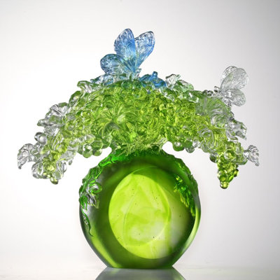 LIULI Crystal, Grape and Butterfly Sculpture | All is Beautiful