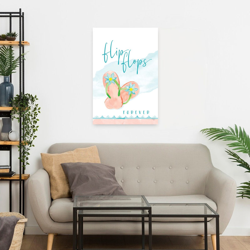 Flip Flops Forever Coastal Summer Art, H 24 po x l 16 po