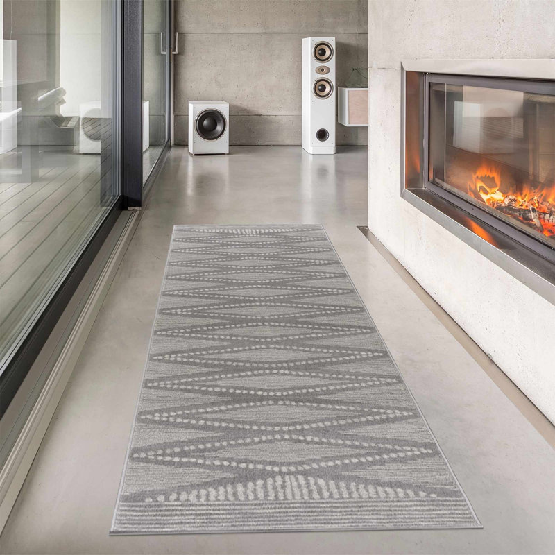 Tapis gris foncé Dounia, Tapis de couloir 2 pi 7 po x 7 pi 3 po