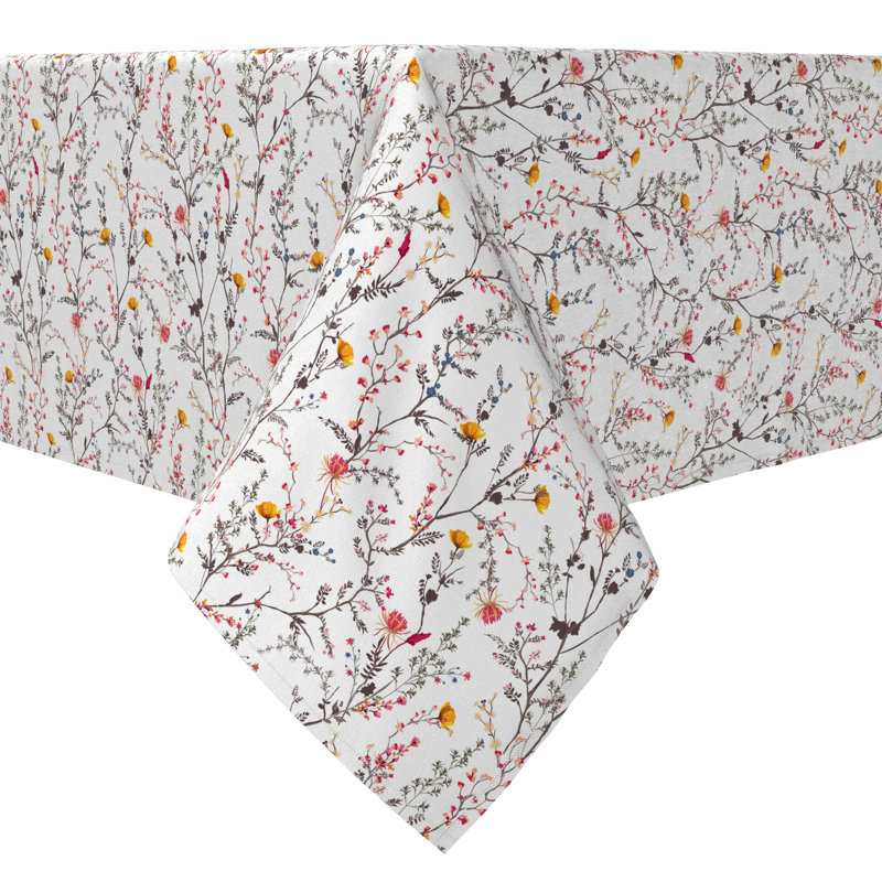Rectangular Floral Cotton Twill Tablecloth
