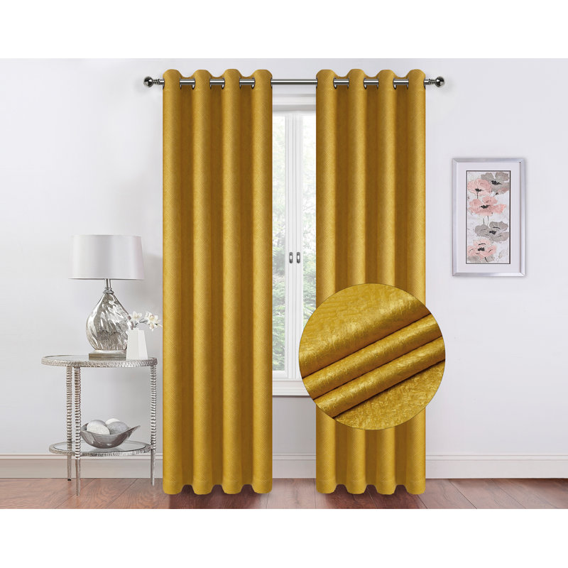 Semi Sheer Curtain Pair, Gold