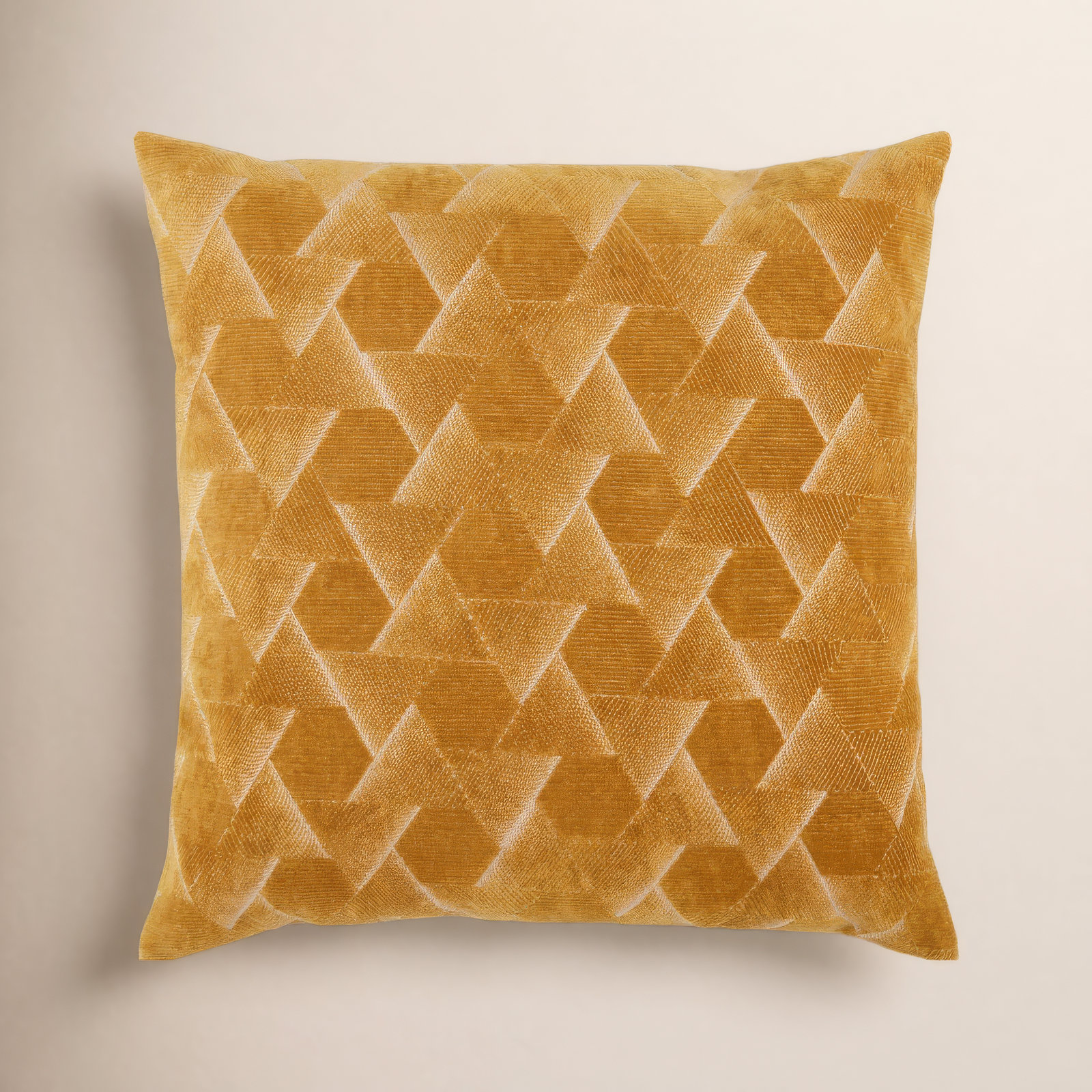 Gretchen Geometric Cotton Throw Pillow, Gold, Down