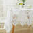 White Rectangle Embroidery Lace Tablecloth Holiday Cocktail Party Table Wear-1781684670