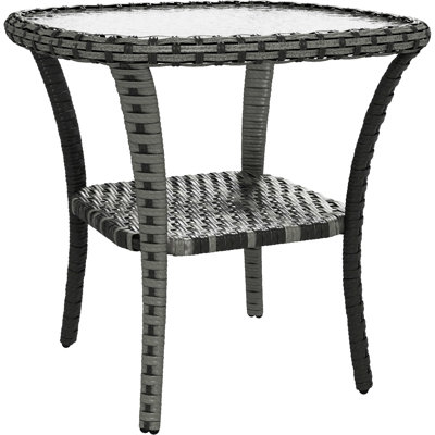 Outdoor Coffee Table With Storage, Side Glass Top For Gardens, Porches, Backyards. Mix Gray All-Weather Table, , 19.7"X19.7"X21.7", 110 Lbs Capacity, Assembly Required Storage Quality, Outdoors.