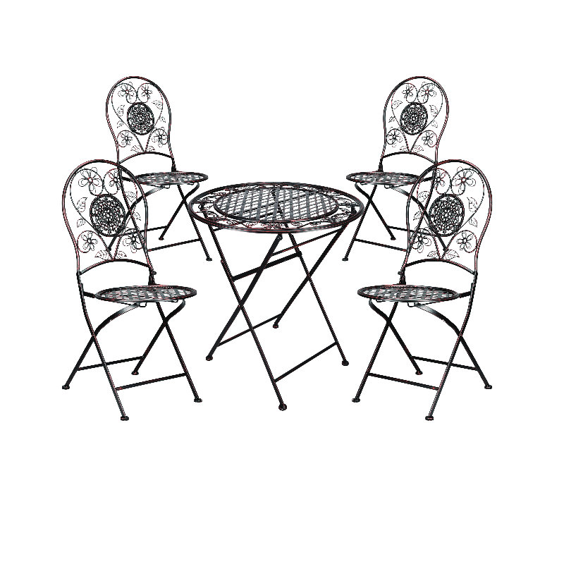 Barcelona Bistro Set 28" Table & 4 Chairs by Chivari, Vintage Copper