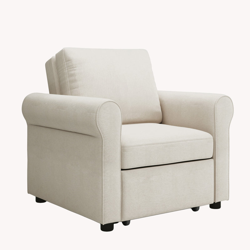 Mirco Upholstered Accent Chair, White Linen Blend