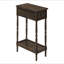 Table d'appoint, 2 niveaux, table de bout, table de chevet, chambre à coucher, étroite, lampe, tiroir de rangement, placage, traditionnel