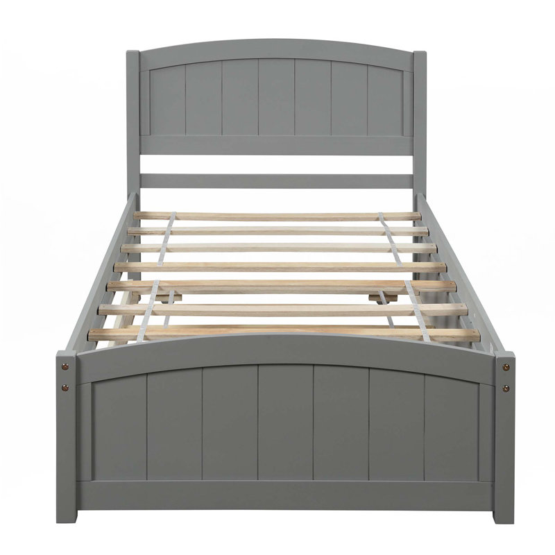 Lit plateforme simple avec lit gigogne, gris