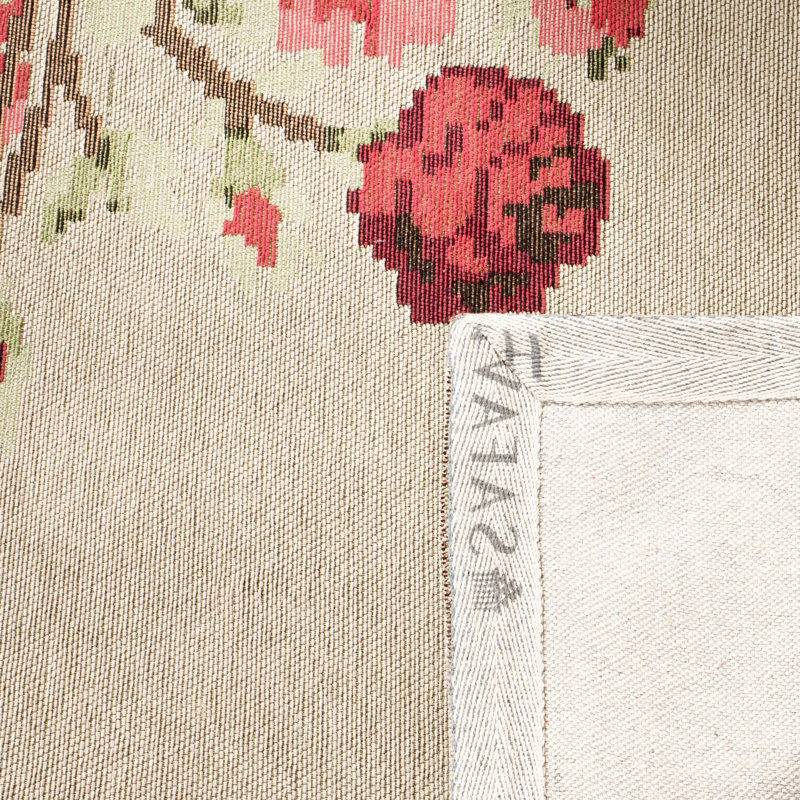 Tapis intérieur / extérieur en polyester tissé à la machine Mehvish - rouge / beige / vert, Rectangle 8 pi x 10 pi