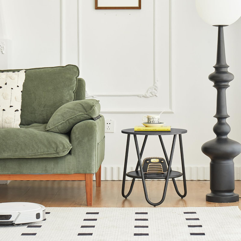 Table d'appoint ronde double épaisseur, Noir
