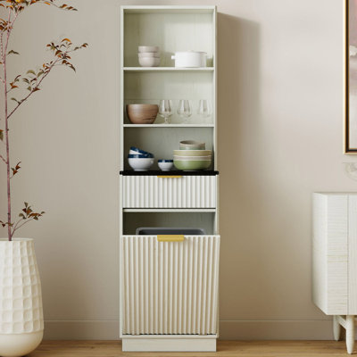 Armoire de salle de bain autoportante 66 po avec panier à linge inclinable H 66 po