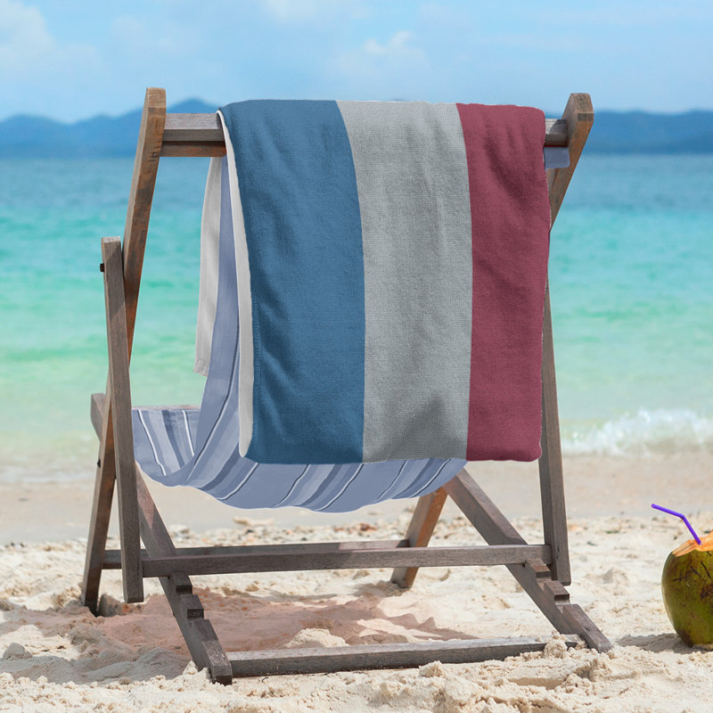 Columbus Lightweight Beach Towel, Microfiber, Blue/Silver/Burgundy