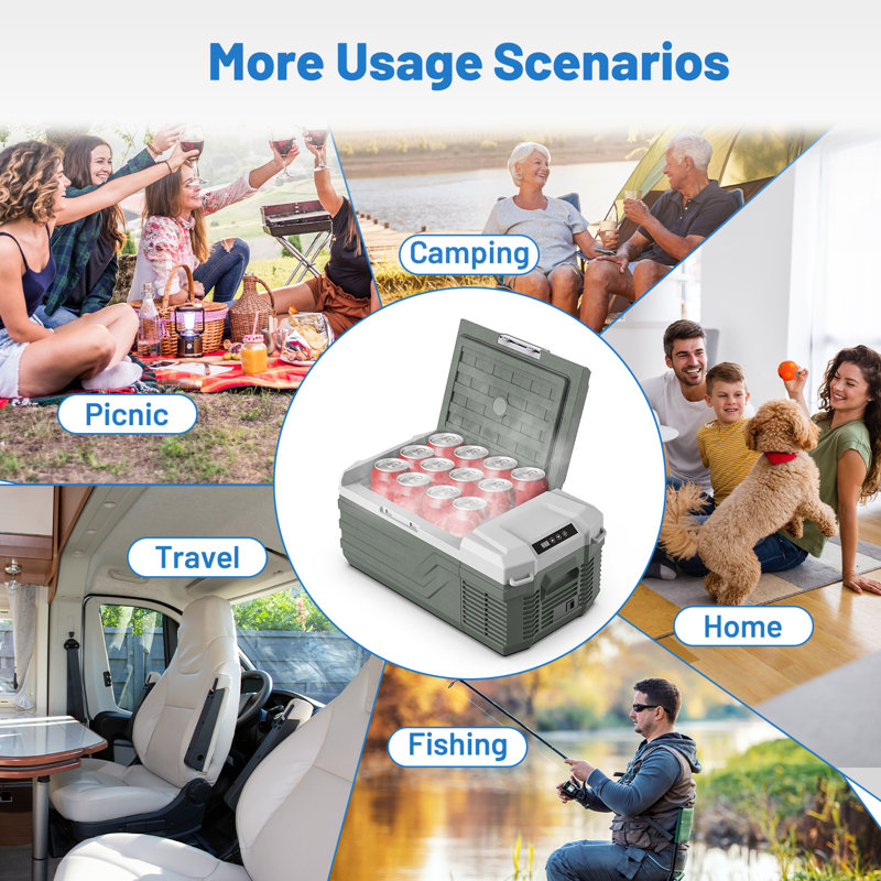 Compact Green HDPE 16 Quart Portable RV Refrigerator