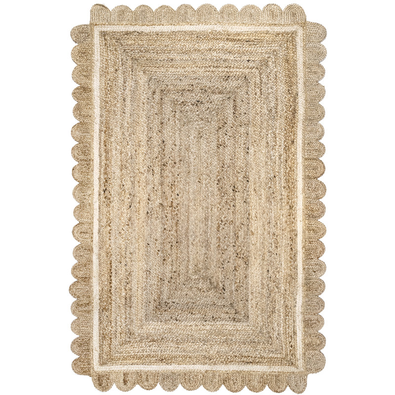 Tapis en jute Tera pour la cuisine du salon, ivoire, Rectangulaire 3 pi x 5 pi