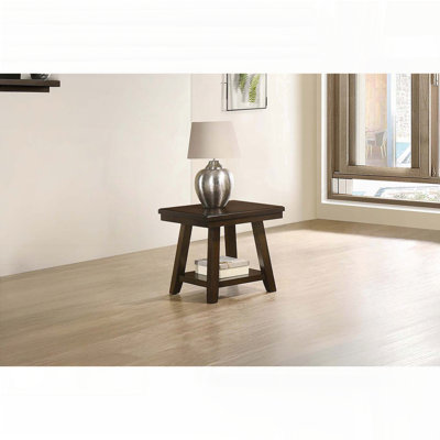 Table de bout moderne avec tablette ouverte - finition noyer