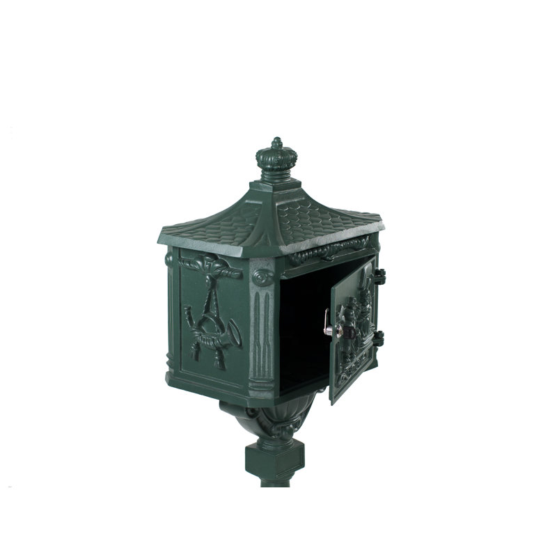 Boîte aux lettres pour piquet verrouillable, Vert texturé